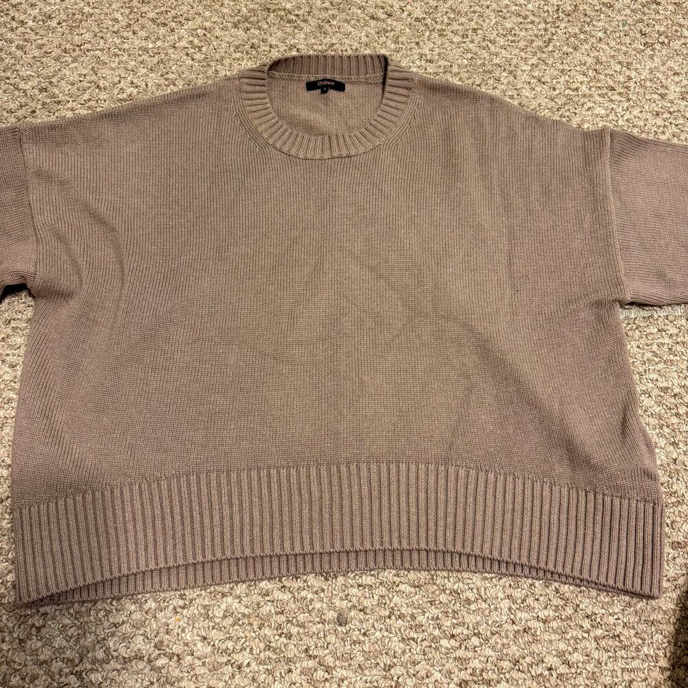 Quince | 100% Organic Cotton Boyfriend Crewneck Sweater in Cafe Au Laif Preppy - Picture 8 of 9